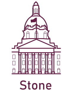 Purple icon of Alberta Legislature Building