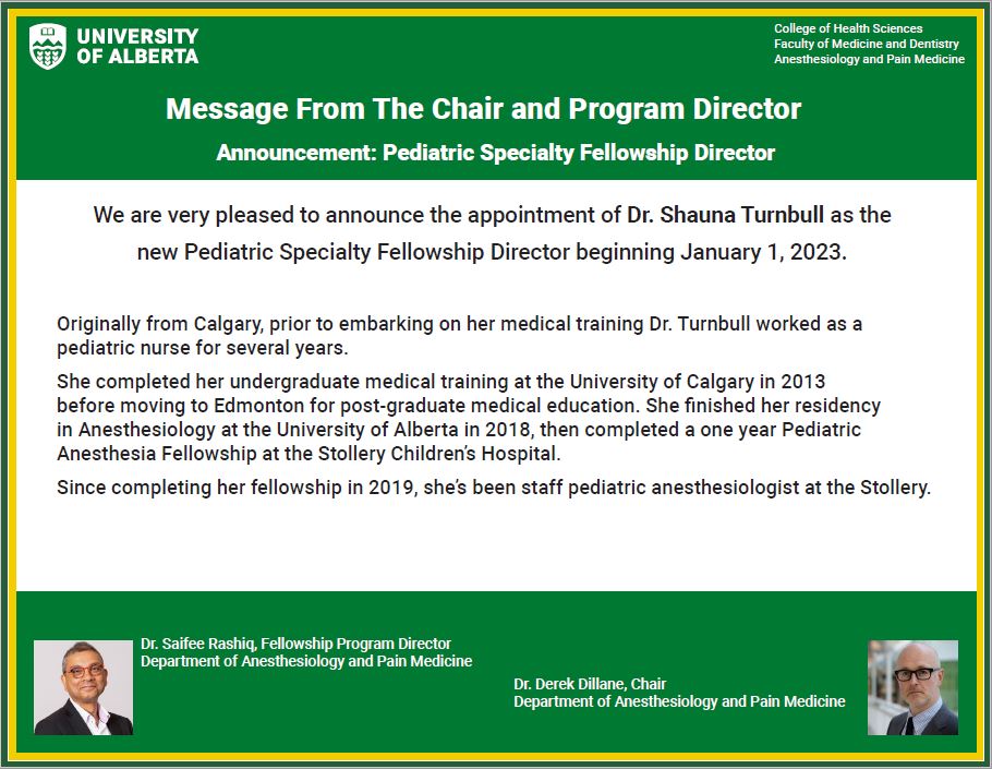 Pediatric fellowship announcement