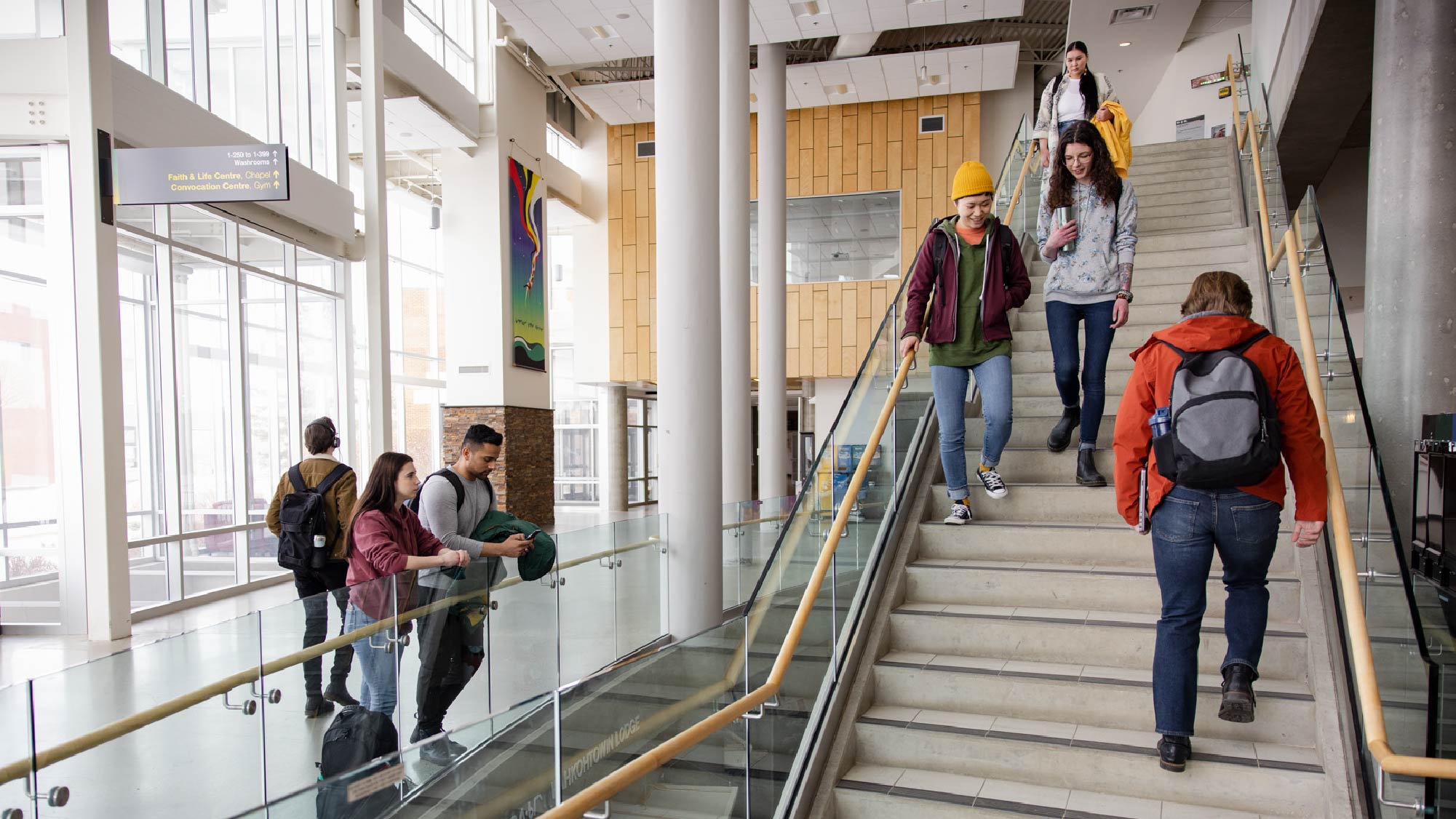 Students walking around campus