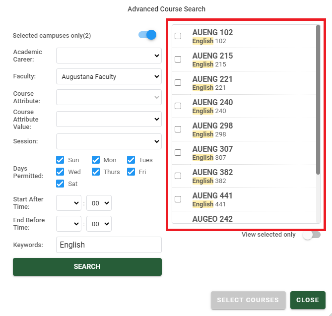 Step 4 Course Registration Option 1