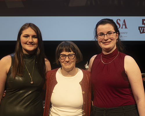 Faculty recipient of the 2024 Betty Ostenrud Award with event MCs