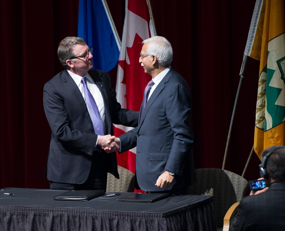 University of Alberta President David Turpin and Aga Khan University President Firoz Rasul after signing the Memorandum of Understanding