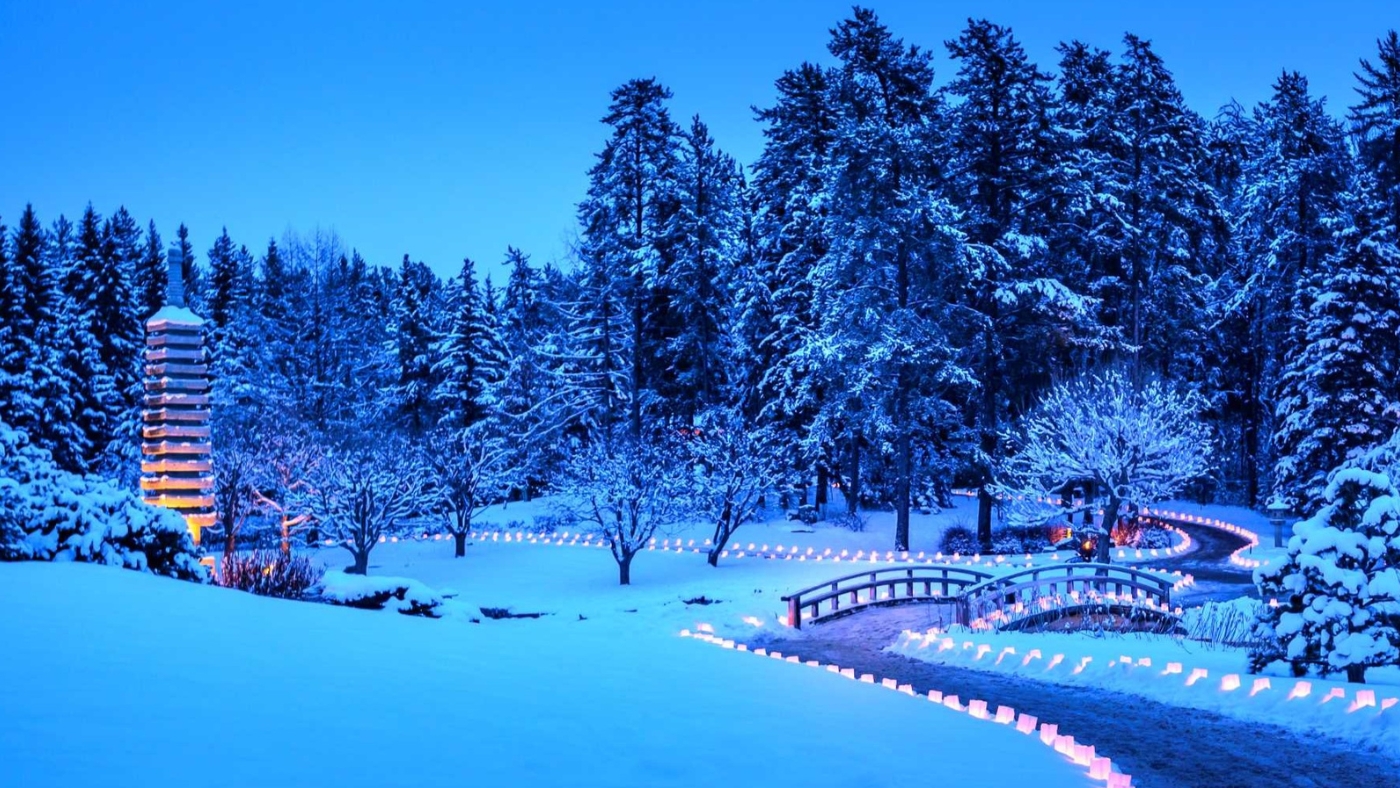 Luminaria in the Kurimoto Japanese Garden