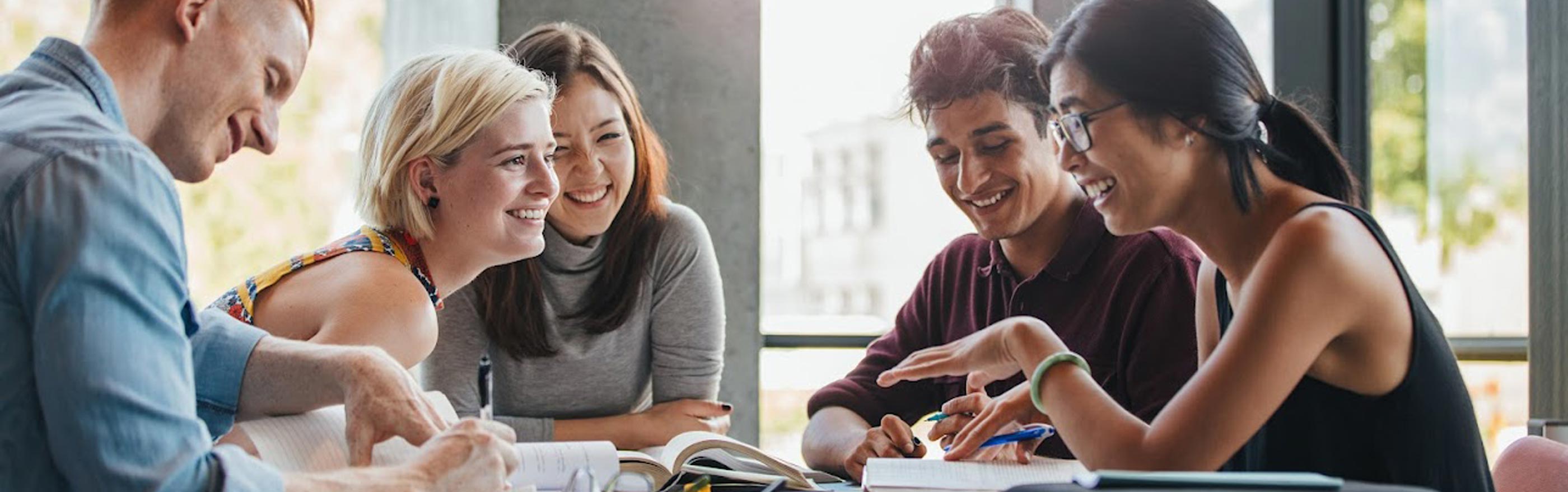 Students working