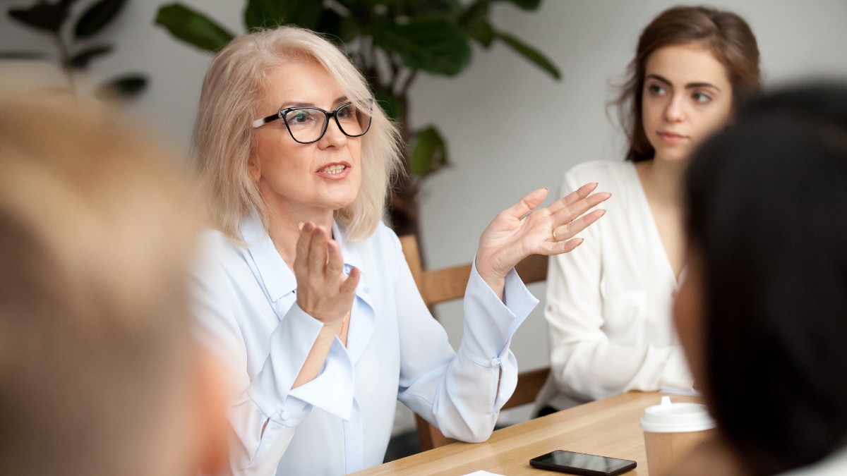 woman leading meeting