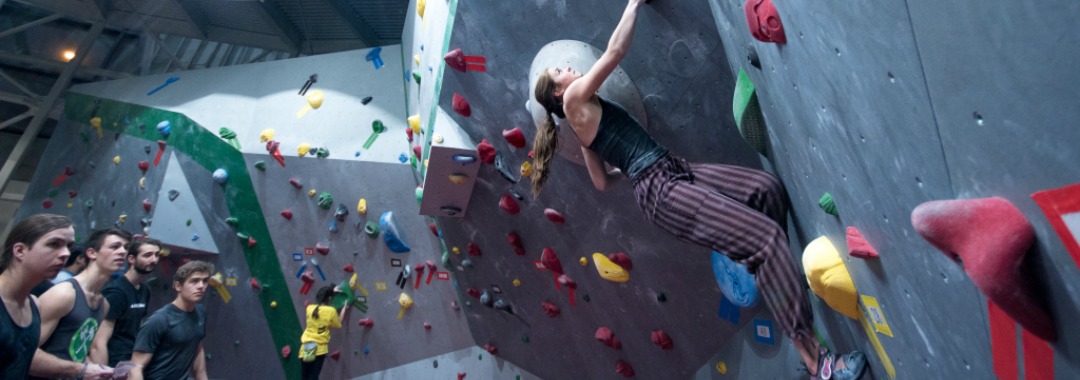 person bouldering