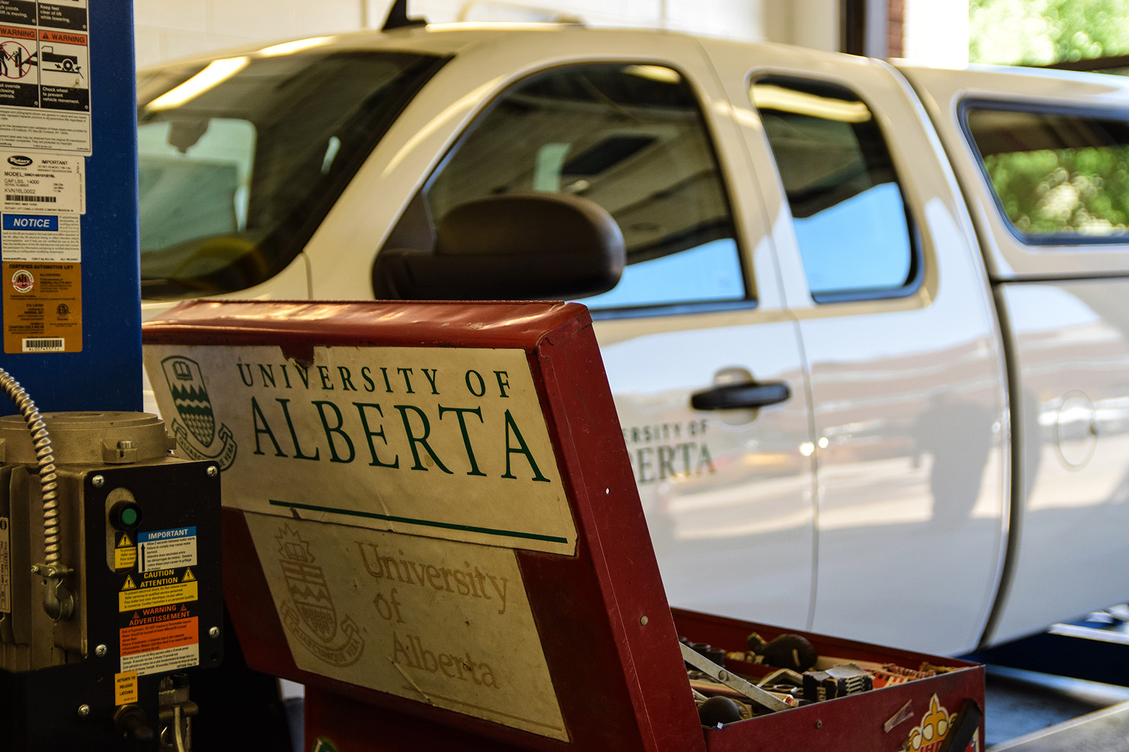 Photo of a toolbox with a vehicle in the background