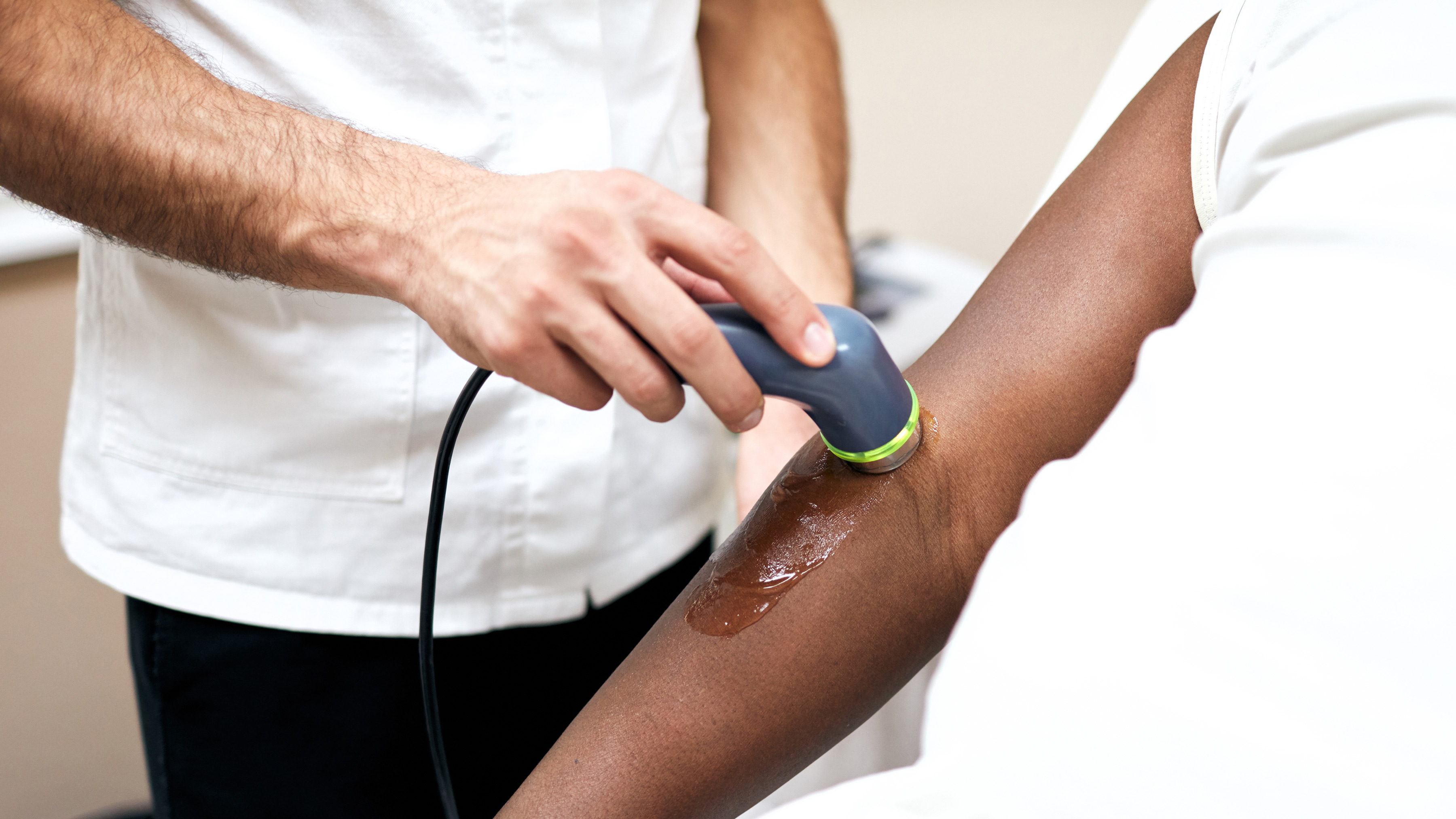 Therapeutic ultrasound being done on a patient