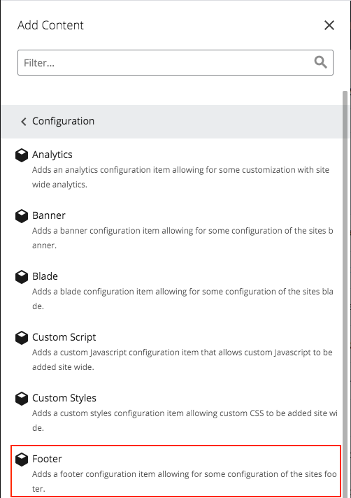 Adding new footer configuration item