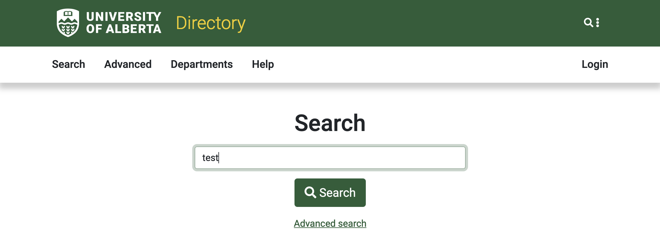 Screenshot of the Search bar in the directory.