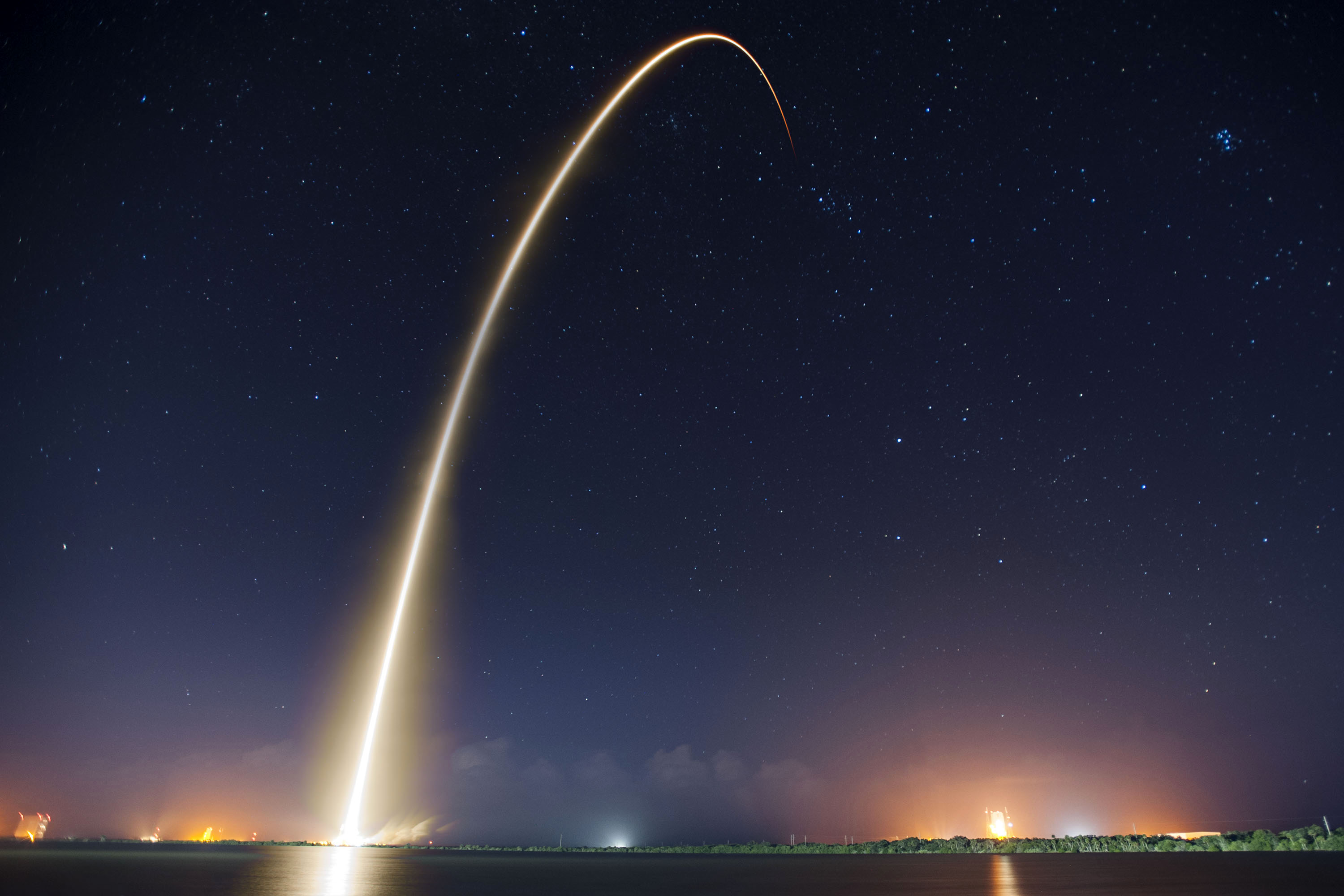 Rocket launch over water