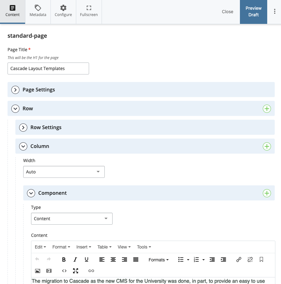 This is what the Edit interface looks like in Cascade