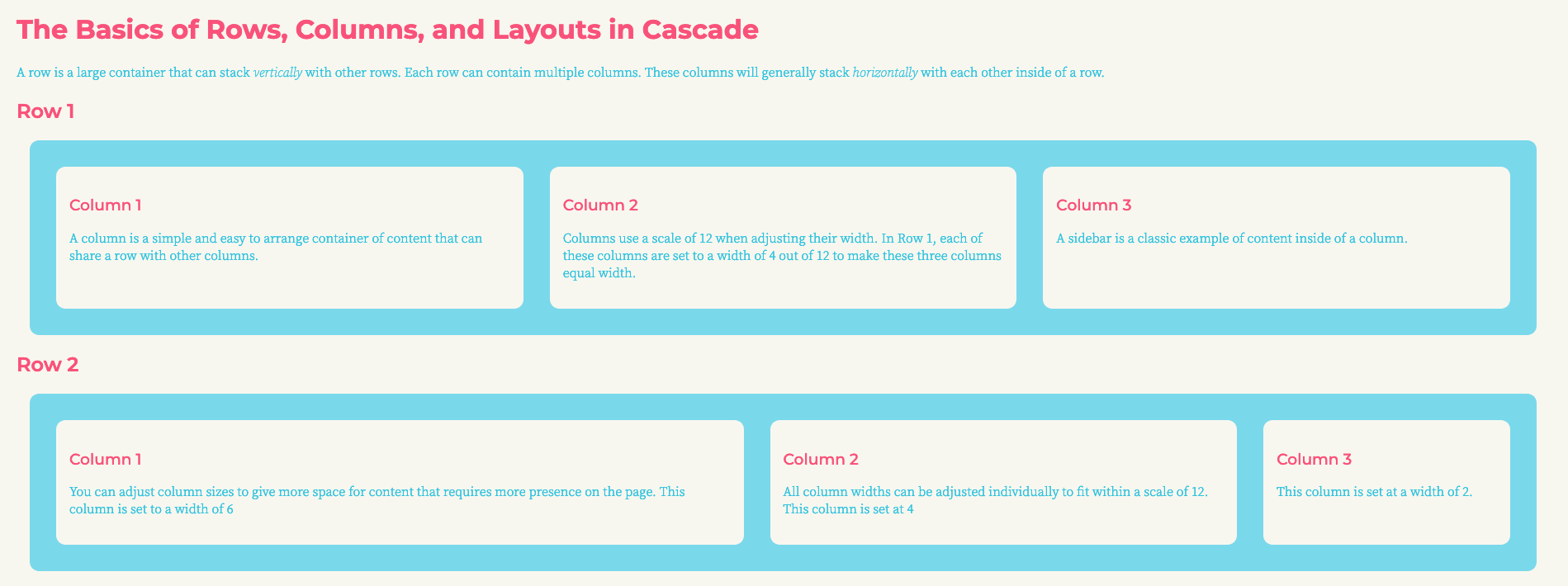 Image depciting how rows and columns can be laid out