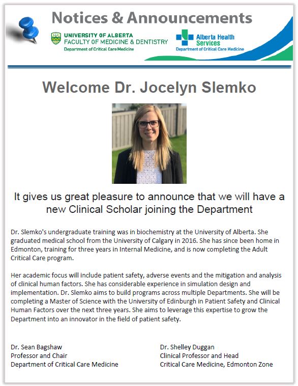 Slemko new clinical scholar