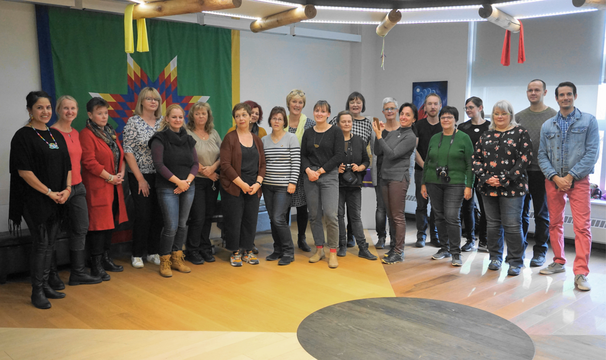 Large group of students indoors