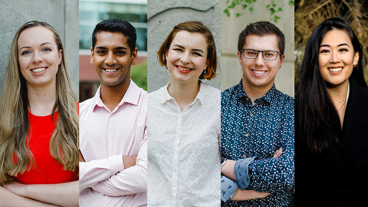 Recipients of the inaugural William Muir Edwards Citizenship Awards Callie Lissinna, Kabir Nadkarni, Elizabeth Gierl, Alexander Wright and Ariel Li.