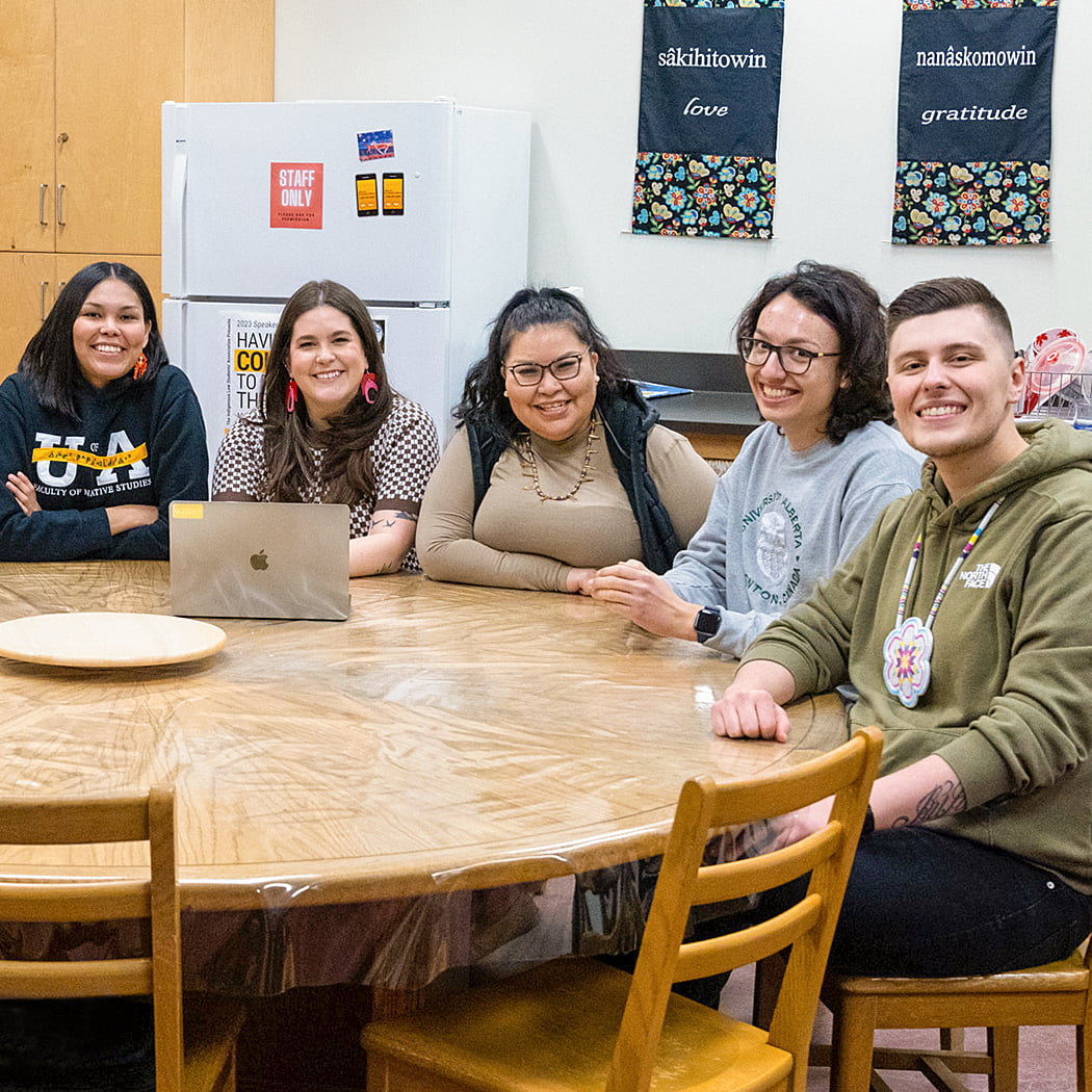 Students sitting around a round table in First People's House