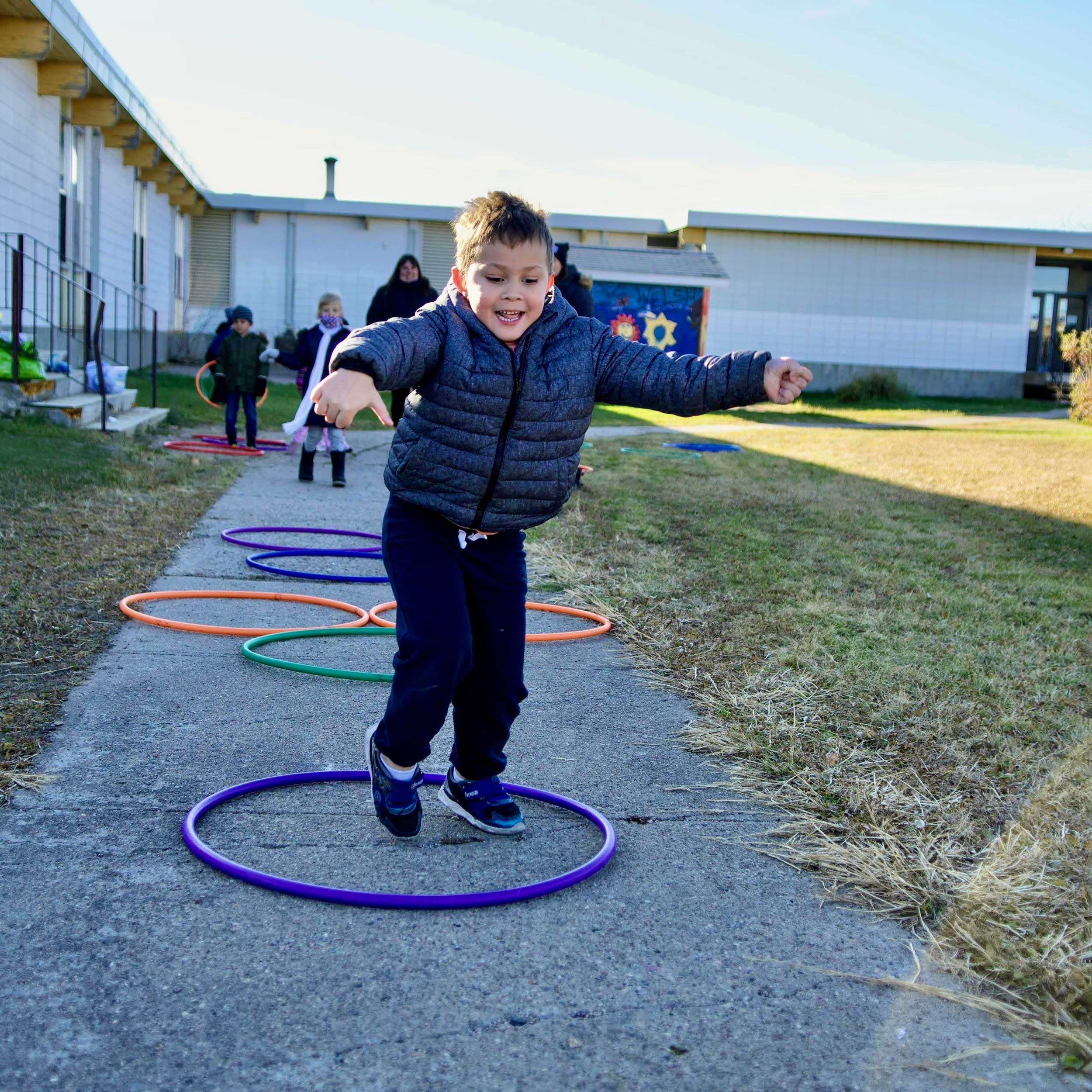 A child playing in a school playground