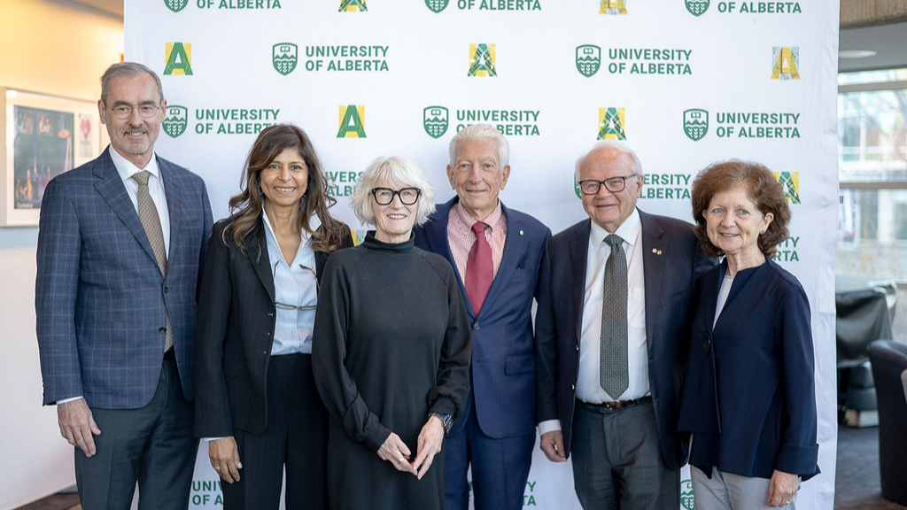 President Bill Flanagan, Narmin Kassam, Chancellor Peggy Garritty, Paul Armstrong, Lorne Tyrrell and Brenda Hemmelgarn