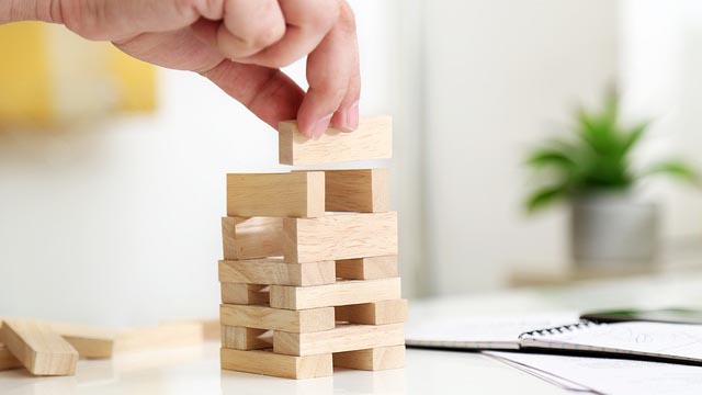 wooden block game on table