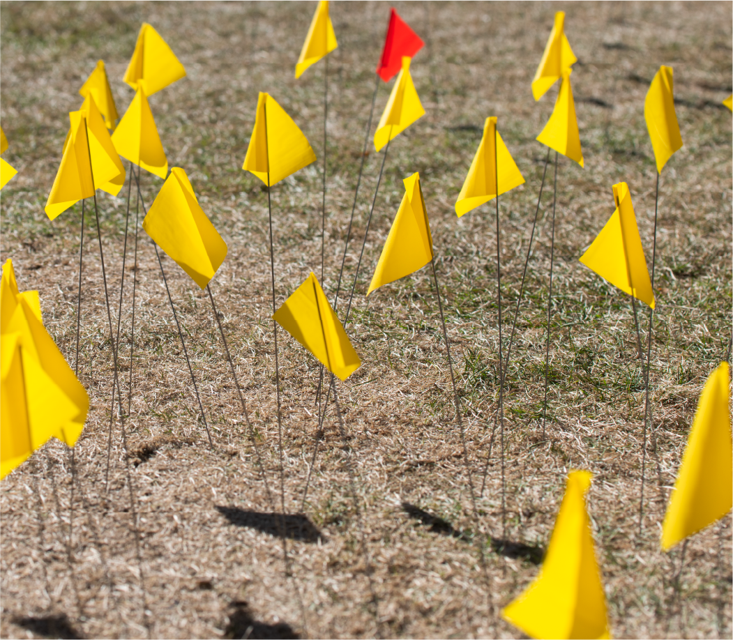 Flags mark the number of children who died at Indian Residential Schools at a memorial organized by the Indigenous Students’ Union.