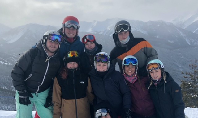 Group on mountain with snow