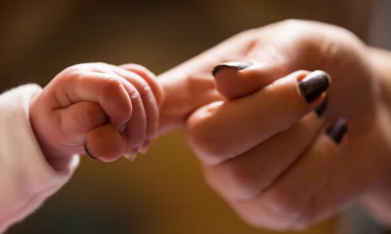 image of baby hand holding adult finger.