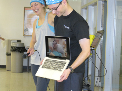 Caitlin Marchak and Philip Krol with Brett Bobcock via Skype