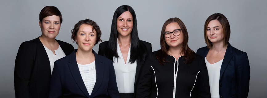 Latitude Family Law LLP, Left to Right: Riley Gallant, Heather Malaryk (formerly of Latitude Family Law, now of Merak Law), Danielle Collins, Sarah Dargatz, Amanda Baretta