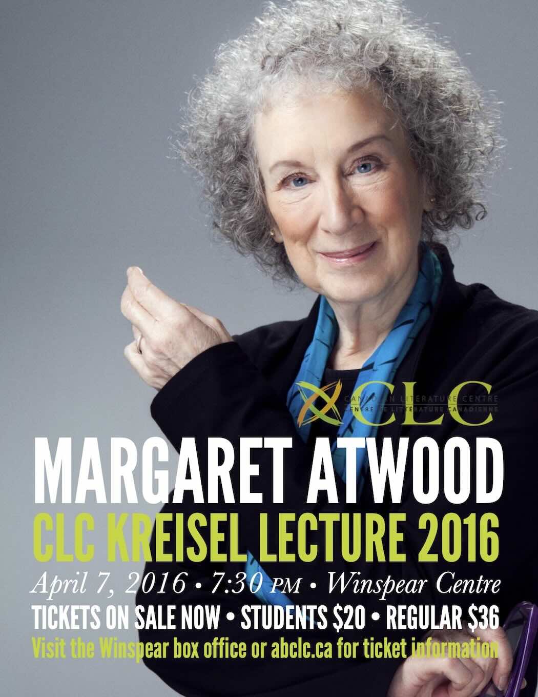 Poster for 2016 Kreisel Lecture with Margaret Atwood