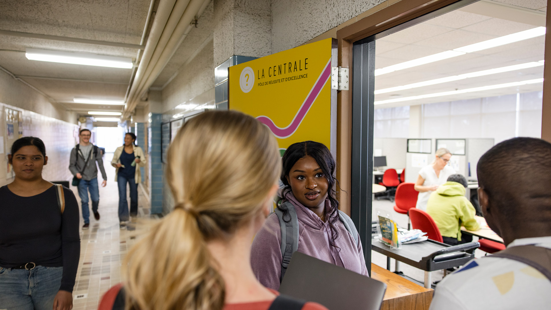 Students at La Centrale on Campus Saint-Jean.