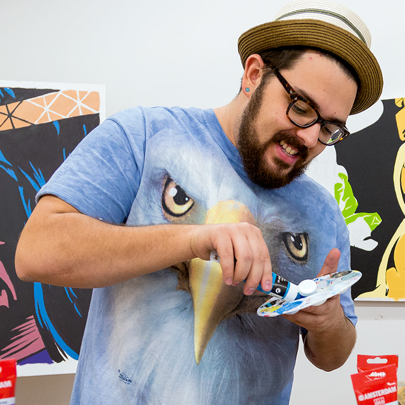 Jordan Bennett in his campus studio