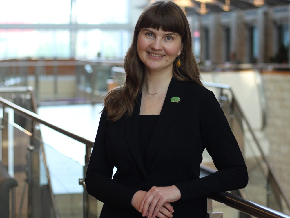 Associate professor Anastassia Voronova photographed on the second floor of the Li Ka Shing Centre for Health Research Innovation.