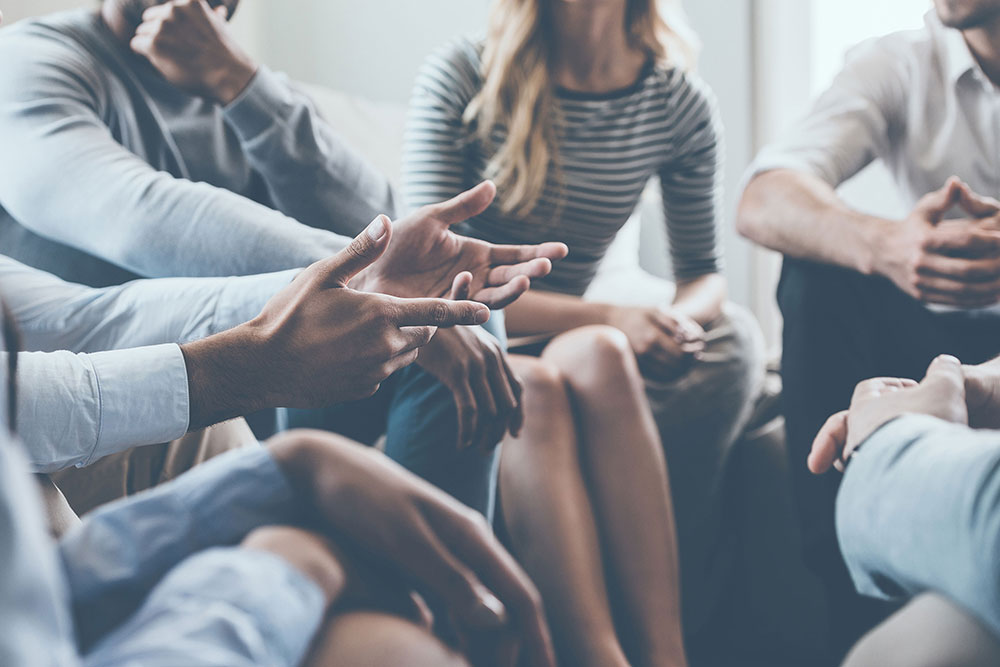 People talking in a group