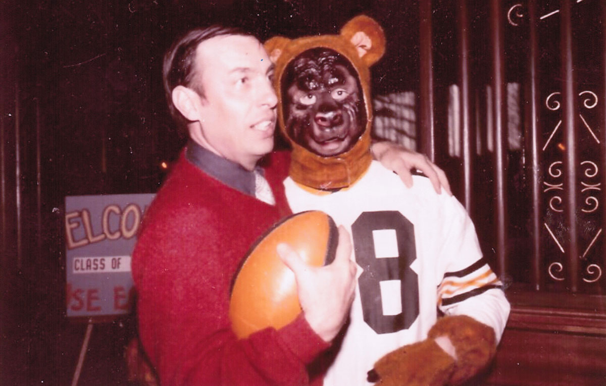 Chuck Moser, '64 BPE, '72 MA, with the original GUBA mascot