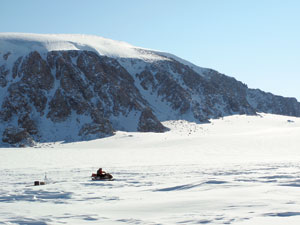 Gabrielle Gascon conducts a GPS survey of the Belcher Glacier on devon Island, Nunavut