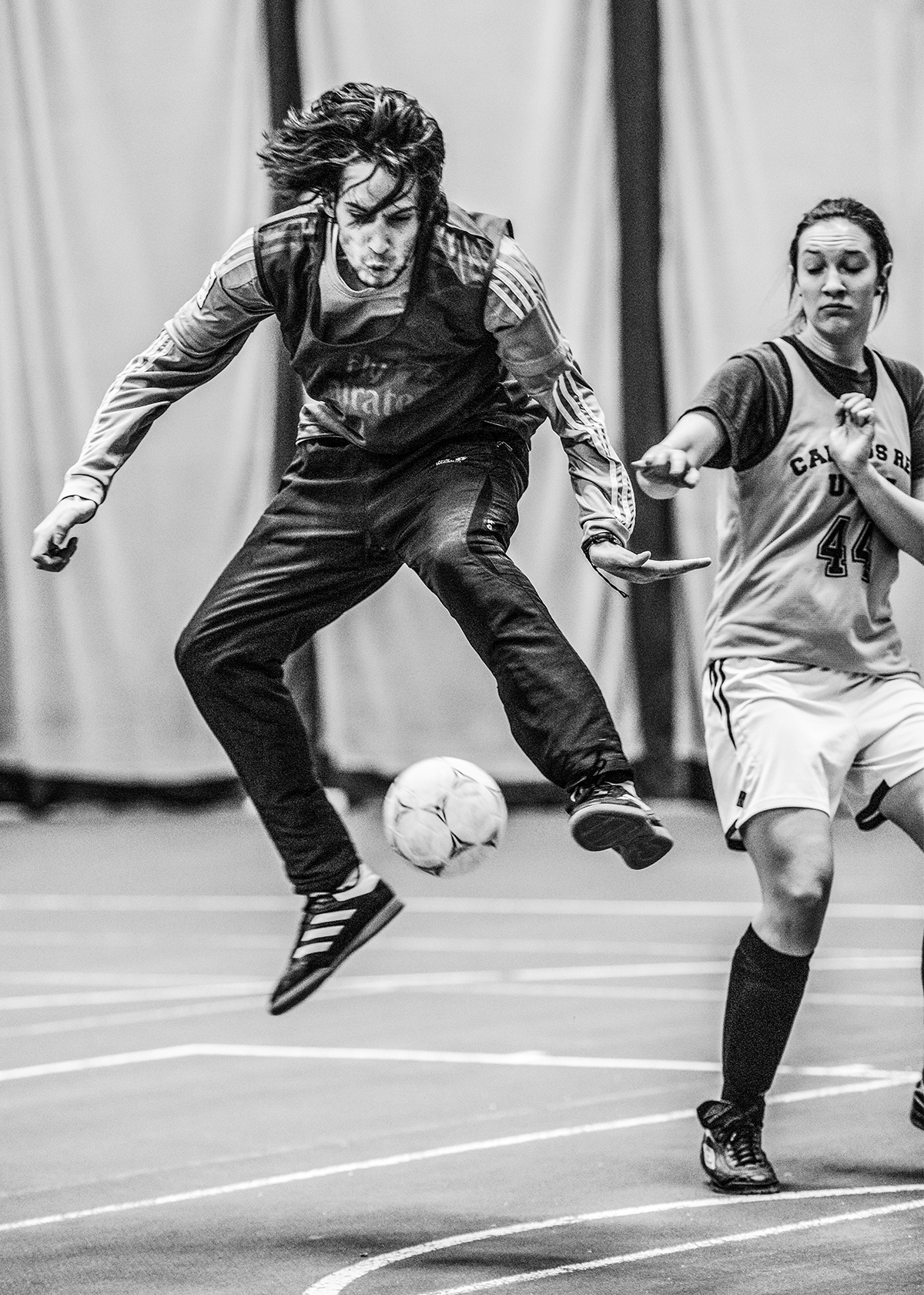 Syrian student playing soccer