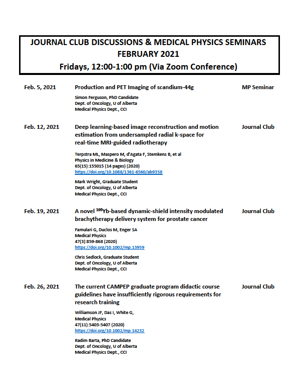 medical physics seminars February 2021