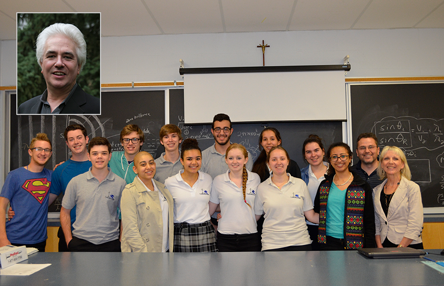 James Pinfold (inset) from the University of Alberta and the Charging Cavaliers from École Secondaire Catholique Père-René-de-Galinée in Cambridge, Ontario.