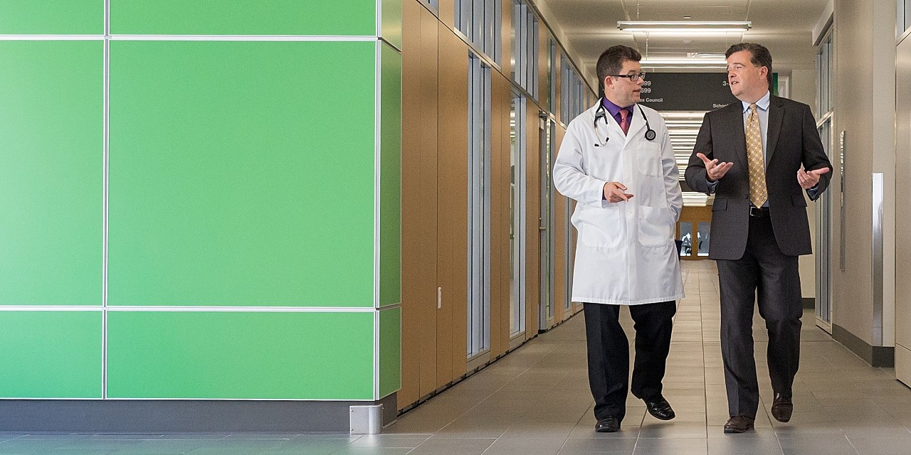 Oncologist John Mackey (left) and cell biologist Luc Berthiaume are hoping to begin human clinical trials for a promising anti-cancer drug later this year, thanks to $5 million in new funding to Pacylex, the U of A spinoff company behind the drug. (Photo: Faculty of Medicine & Dentistry)