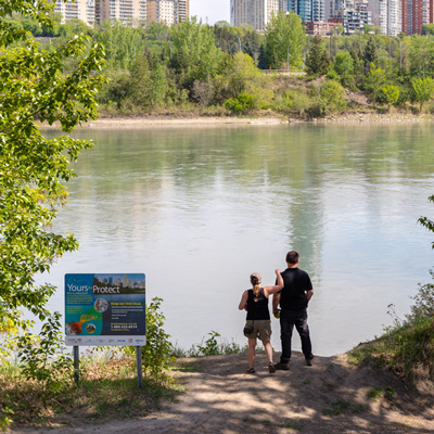 Photo of the North Saskatchewan River in downtown Edmonton.