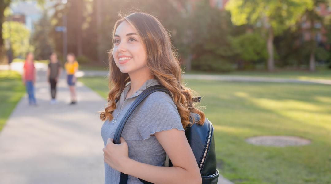 Student in Quad in summer