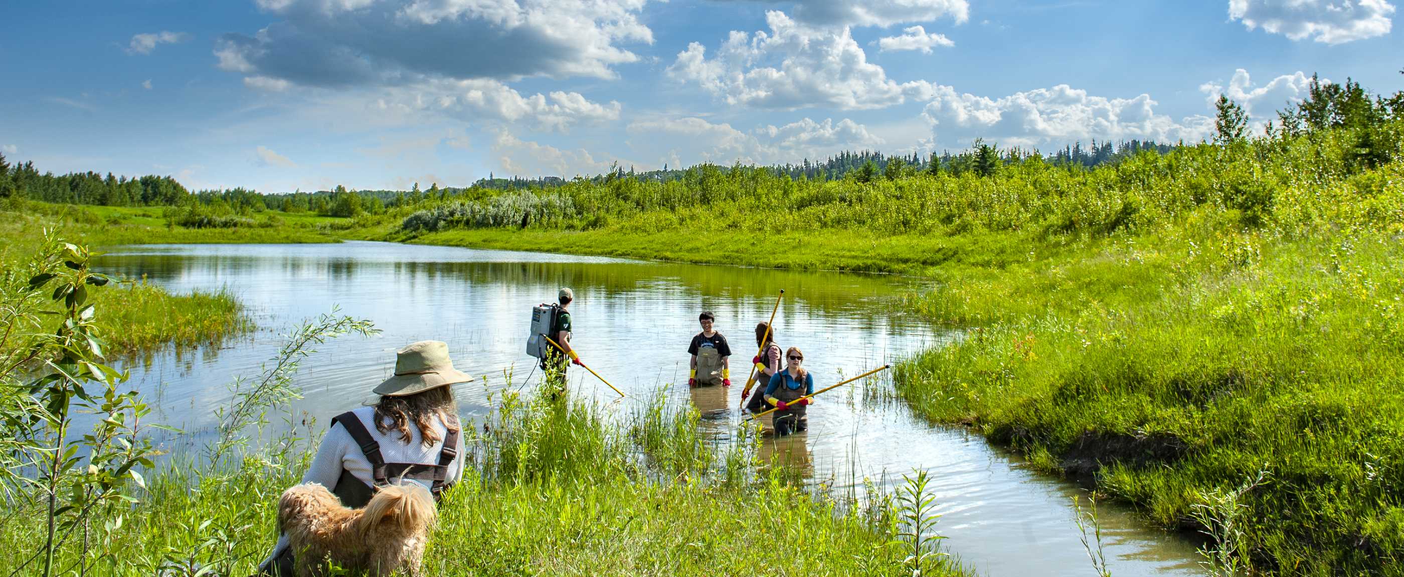 People fishing on a lake