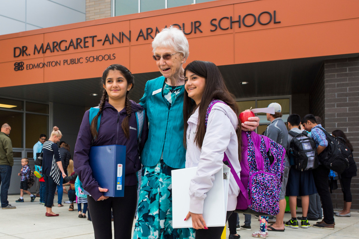 Margaret-Ann Armour, pictured at the opening of the school named in her honour.