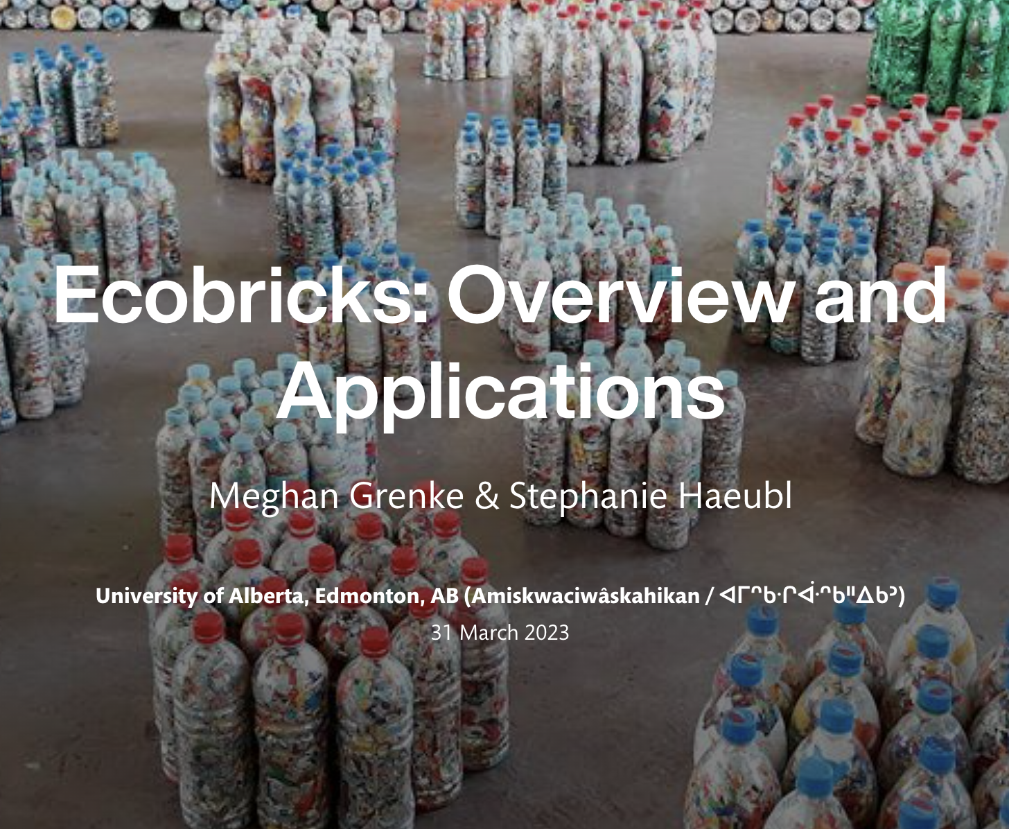 Ecobricks website banner thats says Overview and Applications