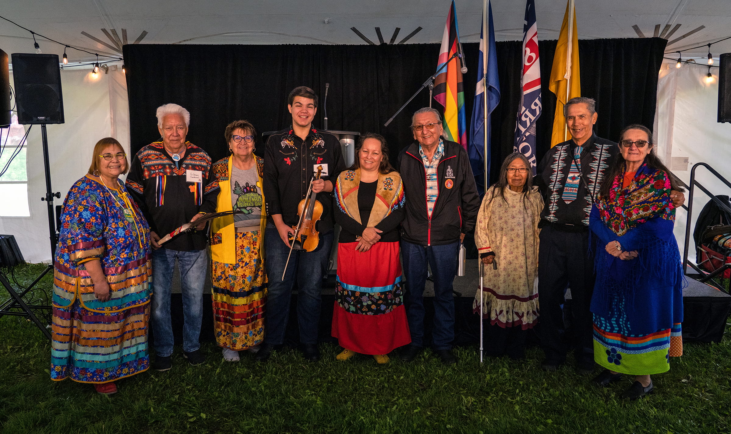 Florence Glanfield, Elder Gilman Cardinal, Elder Elsey Gauthier, Zach Willier, Elder Heather Poitras, Elder Fernie Marty, Connie Kanayok McCrae, Elder Francis Whiskeyjack, and Kokhum Hazel McKennitt.