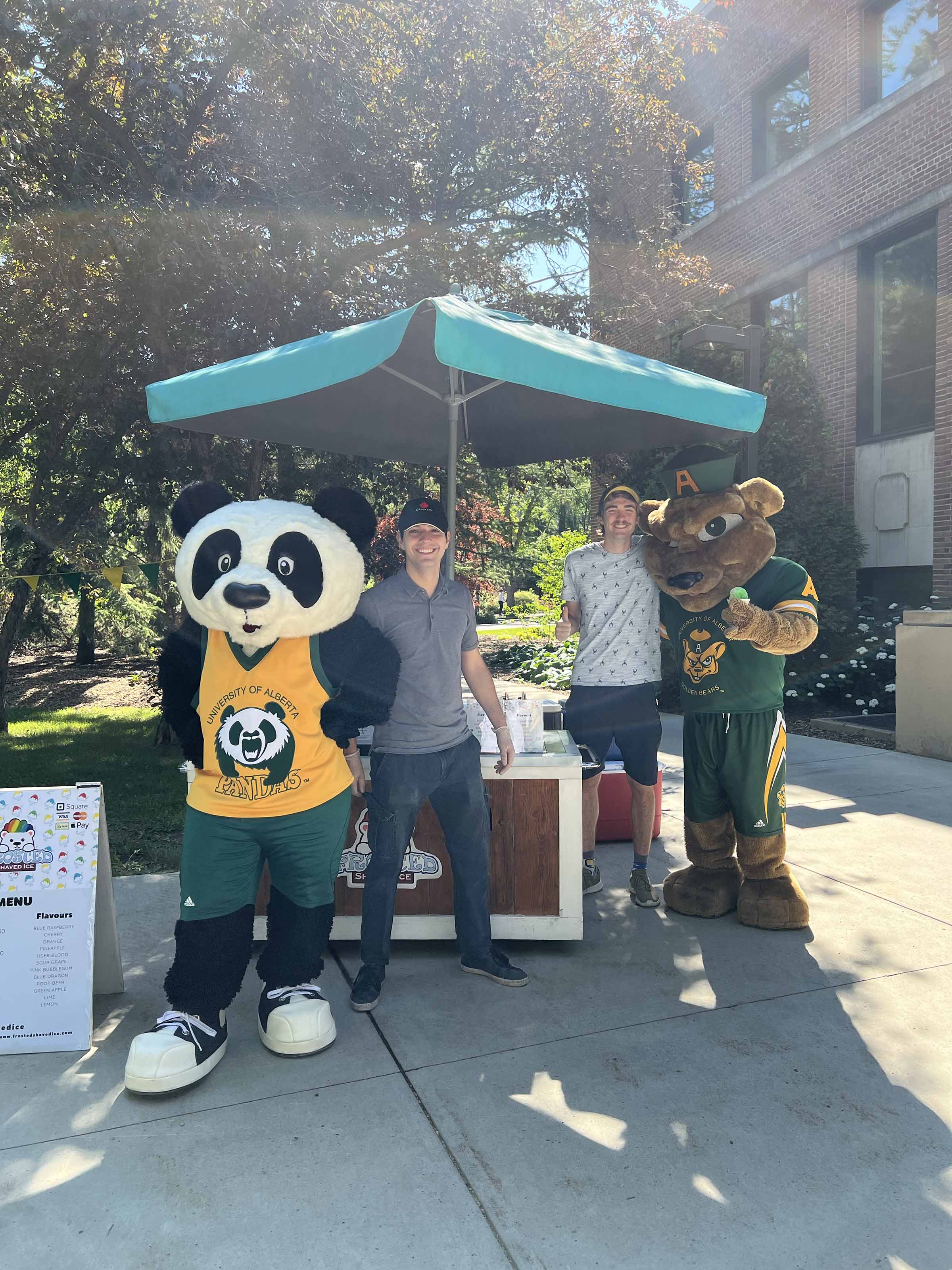 U of A mascots Patches (left) and Guba (right) pose with attendees.