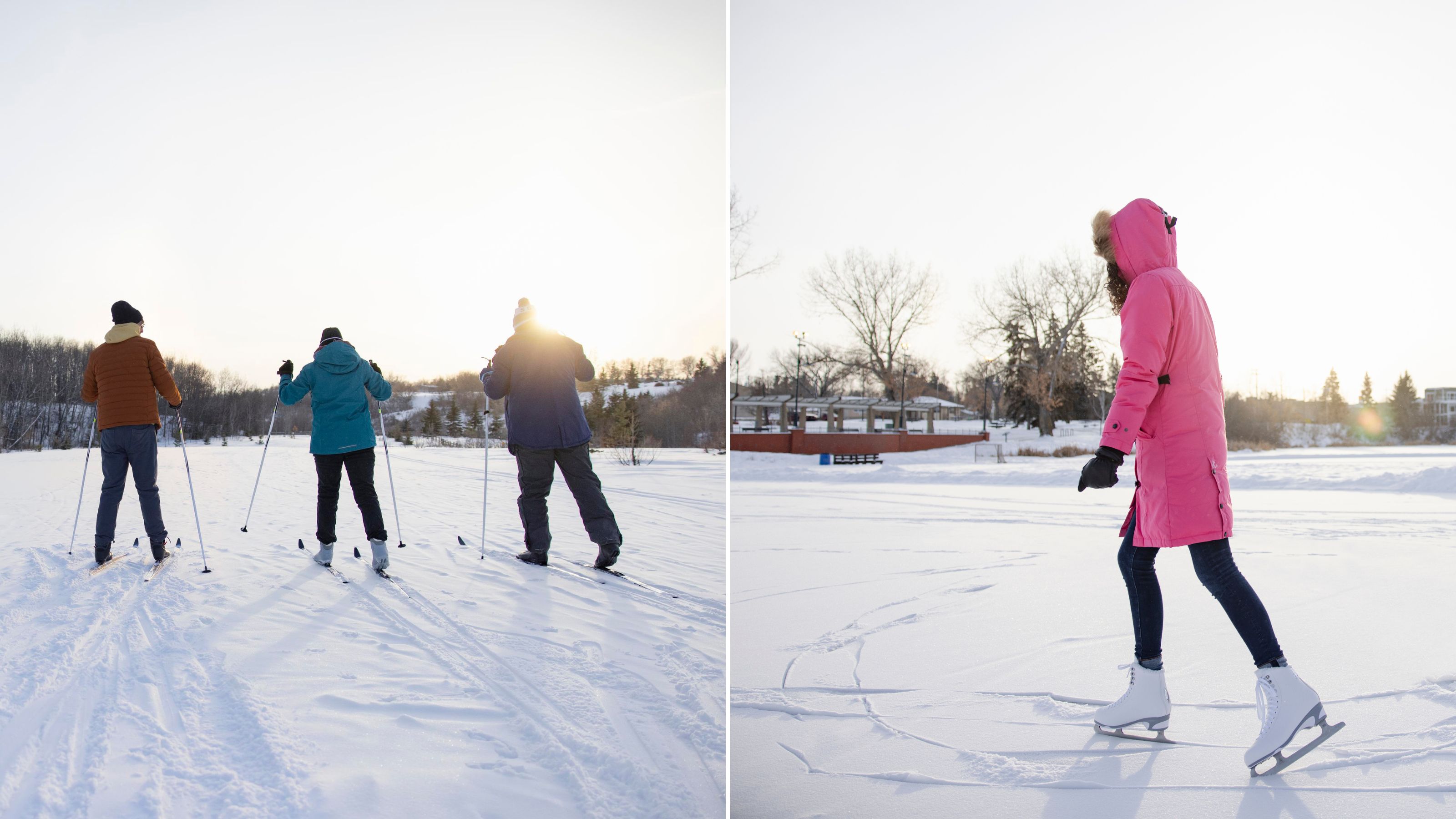 Winter skiing and skating on Augustana Campus