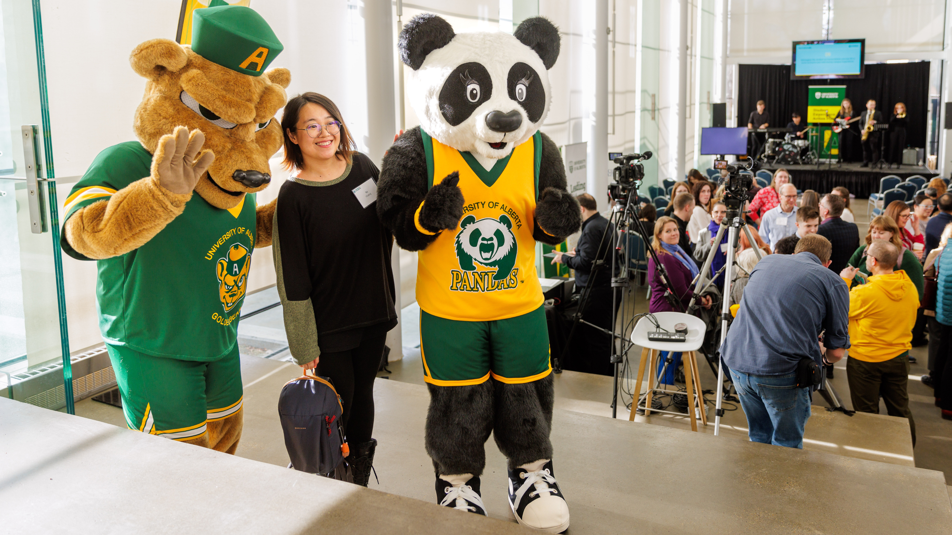 Student with Guba and Patches at the launch.