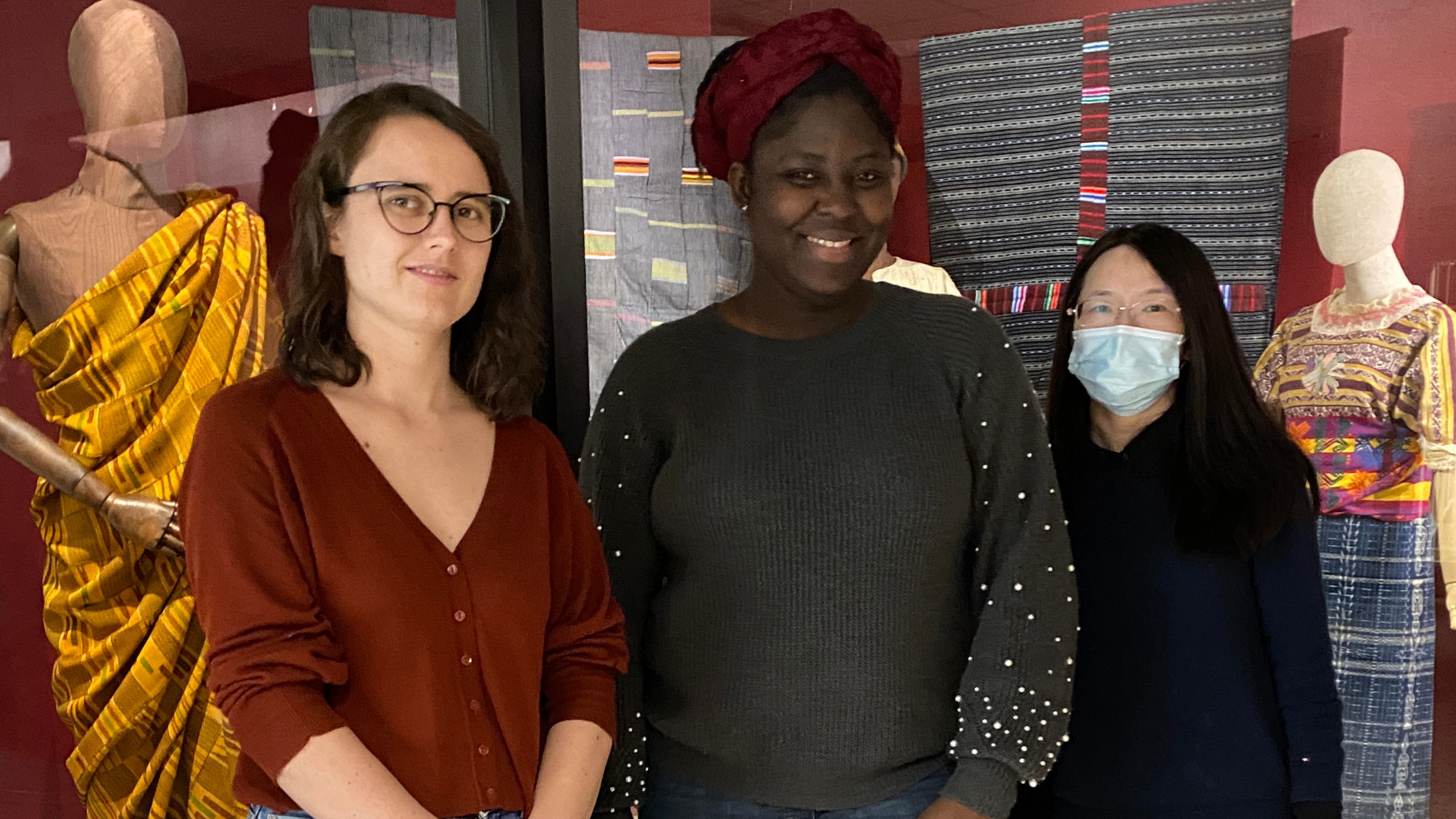 The graduate student co-curators of the exhibition: Chiara Power, Elsie Osei and Siming Guo